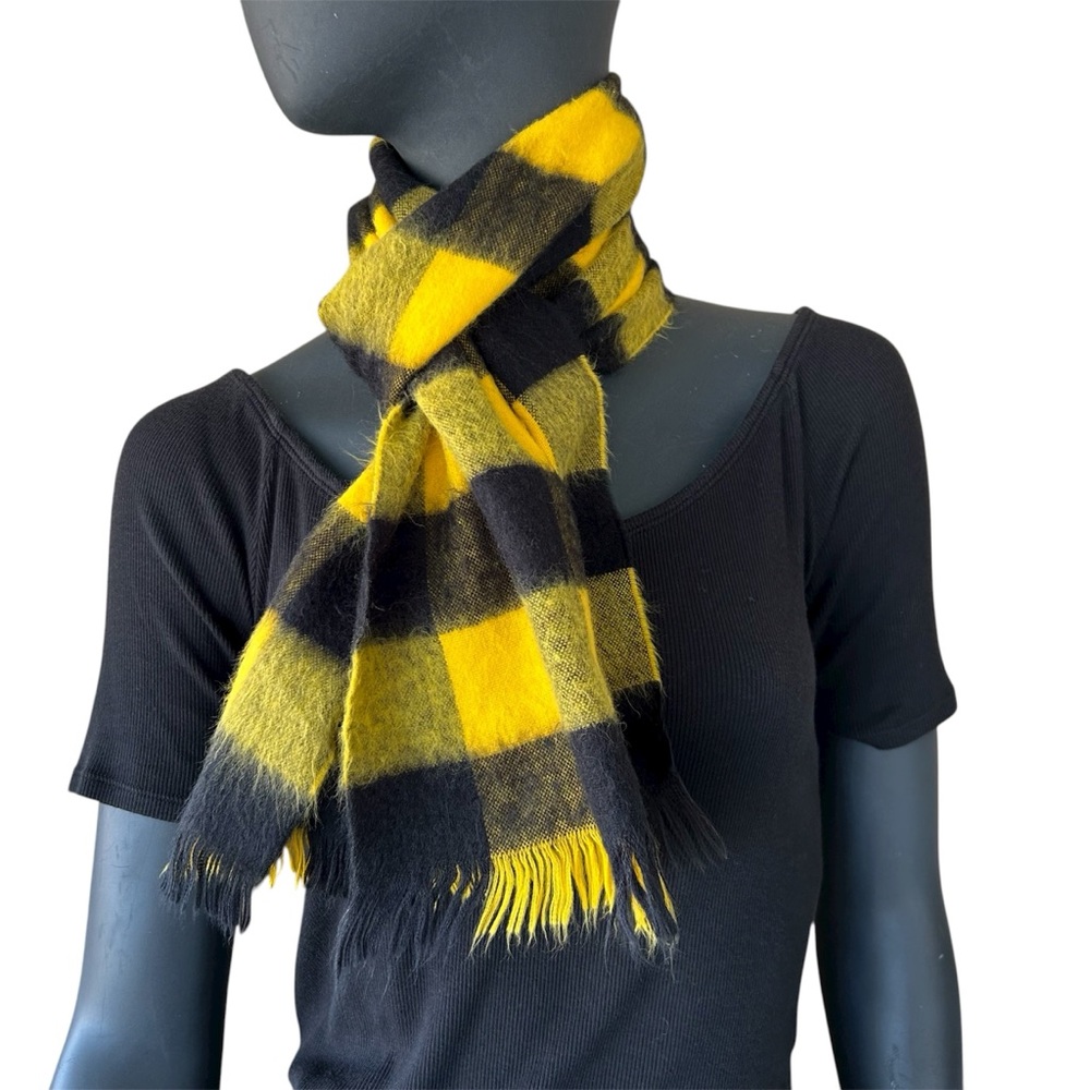 Vintage Buffalo Plaid Check Scarf Courtelle Made in France Punk Skateboarding